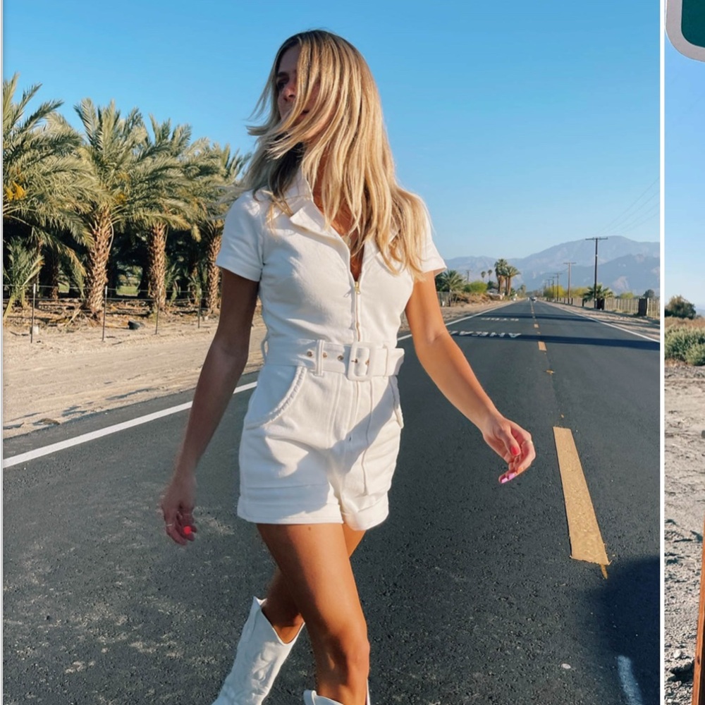 Show Me Your MuMu White Short Sleeve Belted Romper